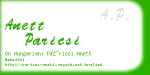 anett paricsi business card